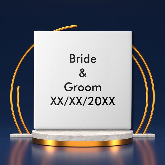 Azulejo De Cerâmica Noiva e grupo personalizados com data (Personalized Bride and Groom with Date Ceramic Tile)
