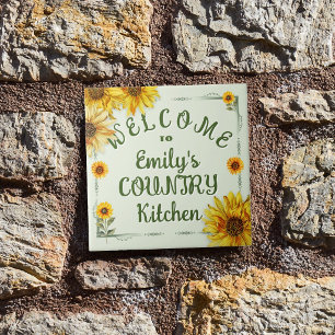 Azulejo De Cerâmica Nome da Cozinha Country Sunflowers