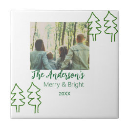 Azulejo De Cerâmica Nome da família árvore de Natal verde foto moderna