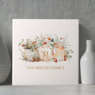 Azulejo De Cerâmica Nome da Família Botânica Floral Florestal Monogram