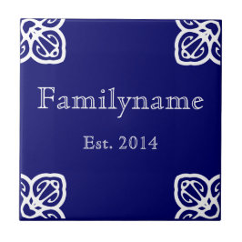 Azulejo De Cerâmica Nome da família - Branco Espanhol sobre Azul