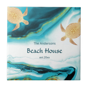 Azulejo De Cerâmica Nome da Família Tinta Branca de Tartarugas Dourada