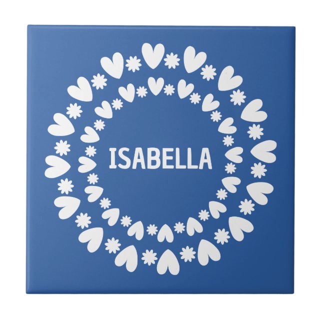 Azulejo De Cerâmica Nome Das Flores E Corações (Frente)