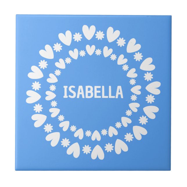 Azulejo De Cerâmica Nome Das Flores E Corações (Frente)