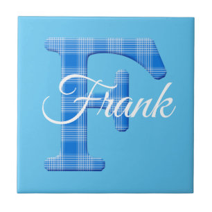 Azulejo De Cerâmica Nome de menino personalizado xadrez letra F