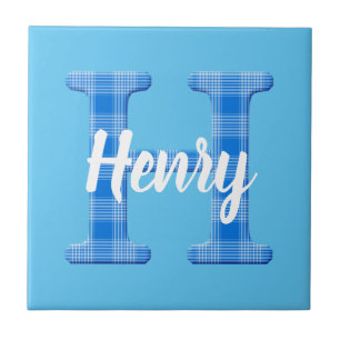 Azulejo De Cerâmica Nome de Menino Personalizado Xadrez Letra H