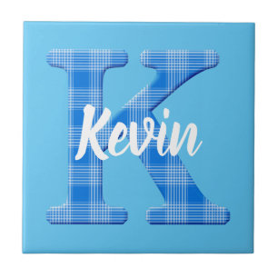 Azulejo De Cerâmica Nome de menino personalizado xadrez letra K