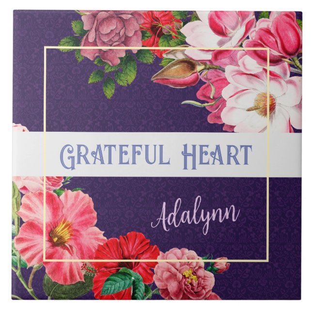 Azulejo De Cerâmica Nome de saudação personalizada de jardim retrô vio (Frente)