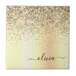 Azulejo De Cerâmica Nome do Glam do Monograma Dourado Glitter Metal<br><div class="desc">Folha Dourada,  Folha Metálica,  Brilhante,  Esfregou o nome do monograma de metal e Azulejos de cerâmica inicial. Isto faz o doce e perfeito aniversário de 16 anos,  casamento,  chá de panela,  aniversário,  chá de fraldas ou festa de solteira presente para alguém que ama luxo de luxo e estilos quíticos.</div>