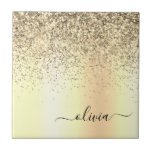 Azulejo De Cerâmica Nome do Glam do Monograma Dourado Glitter Metal<br><div class="desc">Folha Dourada,  Folha Metálica,  Brilhante,  Esfregou o nome do monograma de metal e Azulejos de cerâmica inicial. Isto faz o doce e perfeito aniversário de 16 anos,  casamento,  chá de panela,  aniversário,  chá de fraldas ou festa de solteira presente para alguém que ama luxo de luxo e estilos quíticos.</div>