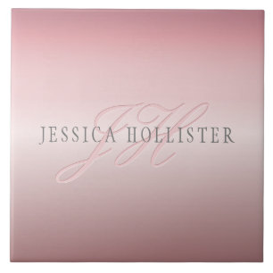 Azulejo De Cerâmica Nome e Monograma Lâmpada Dourada de Rosa de FAUX