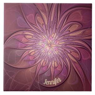 Azulejo De Cerâmica Nome Floral Fractal de Frutas Modernas Abstratas