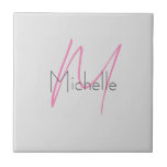 Azulejo De Cerâmica Nome Moderno Mínimo Simples Monograma<br><div class="desc">Vejam nossos modelos mimalistas modernos.</div>