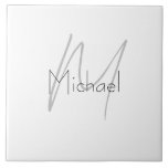 Azulejo De Cerâmica Nome Moderno Mínimo Simples Monograma<br><div class="desc">Vejam nossos modelos mimalistas modernos.</div>