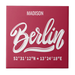 Azulejo De Cerâmica Nome Personalizado Coordenadas Berlim Alemanha