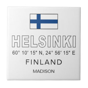 Azulejo De Cerâmica Nome Personalizado Coordenadas de Helsinque