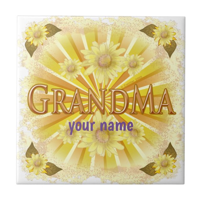 Azulejo De Cerâmica Nome personalizado Daisy Grandma (Frente)