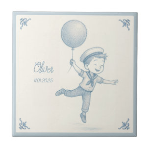 Azulejo De Cerâmica Nome personalizado de menino bebê
