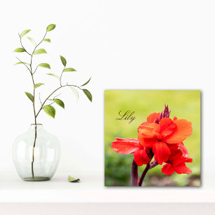 Azulejo De Cerâmica Nome Personalizado do Red Lily