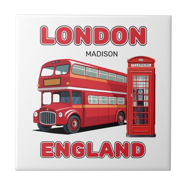 Azulejo De Cerâmica Nome Personalizado Londres Inglaterra (Frente)