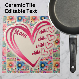 Azulejo De Cerâmica Nome Personalizado Mamãe Crianças Floral Por Toda