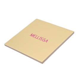 Azulejo De Cerâmica Nome personalizado minimalista creme