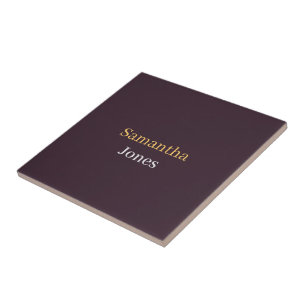 Azulejo De Cerâmica Nome personalizado minimalista moderno burgundy
