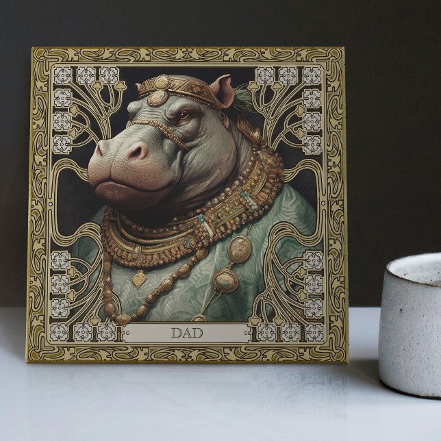 Azulejo De Cerâmica Nome Personalizável do Espírito Hippopotamus (Criador carregado)