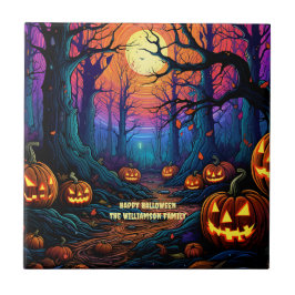 Azulejo De Cerâmica Nome Sentiment Spooky Halloween Pumpkin