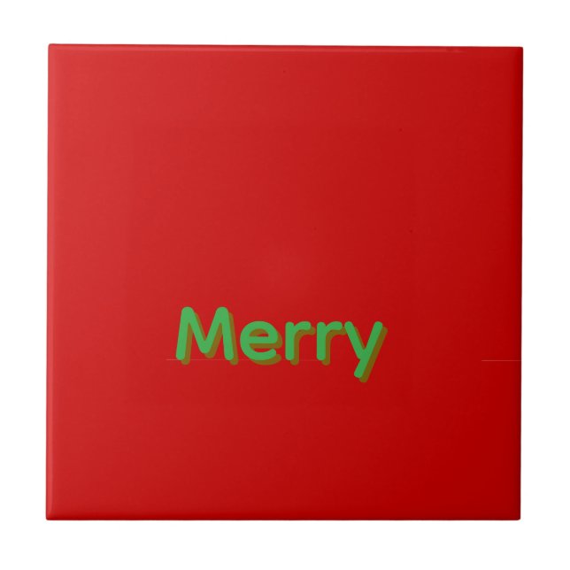 Azulejo De Cerâmica Nome Verde Alegre em Vermelho (Frente)