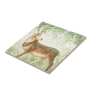 Azulejo De Cerâmica Nórdica vintage escandinava renas de natal