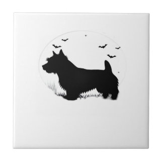 Azulejo De Cerâmica Norfolk Terrier Dog � Halloween Moon Silhouette Cl