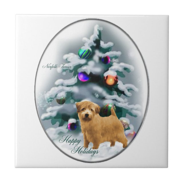 Azulejo De Cerâmica Norfolk Terrier Natal (Frente)