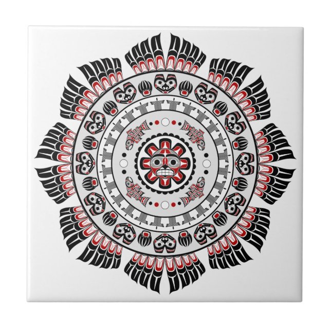 Azulejo De Cerâmica Noroeste do Pacífico - Arte Nativa Americana Manda (Frente)