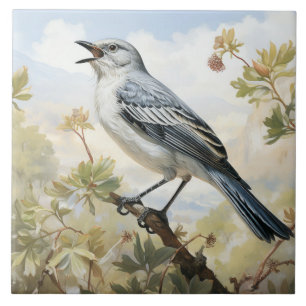 Azulejo De Cerâmica Norte Mockingbird, Pássaro cantor