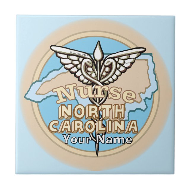 Azulejo De Cerâmica North Carolina Nurse Caduceus Ceramic Tile (Frente)