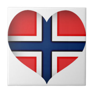 Azulejo De Cerâmica Norway Flag Heart
