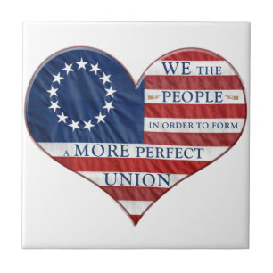 Azulejo De Cerâmica Nós, o Pessoas American Flag Heart