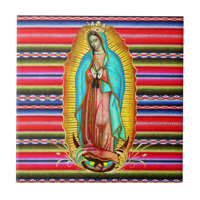 Azulejo De Cerâmica Nossa Senhora de Guadalupe Virgem Maria Zarape Cat (Frente)