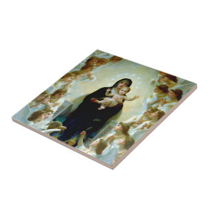 Azulejo De Cerâmica Nossa Senhora dos Anjos Bela Madona e Menino
