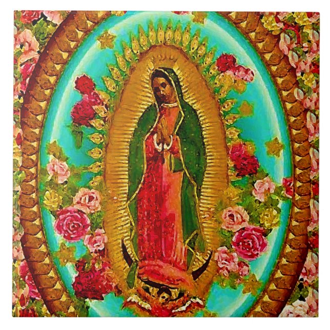 Azulejo De Cerâmica Nossa Senhora Guadalupe Santo Virgem Mexicana Mari (Frente)