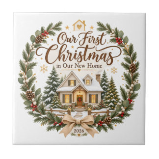 Azulejo De Cerâmica Nosso Primeiro Natal em Nossa Nova Casa 2026 Enfei