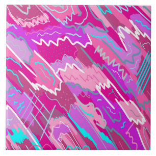 Azulejo De Cerâmica Nostalgia Pop Art em Magenta