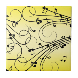 Azulejo De Cerâmica Notas de Música do rico Amarelo