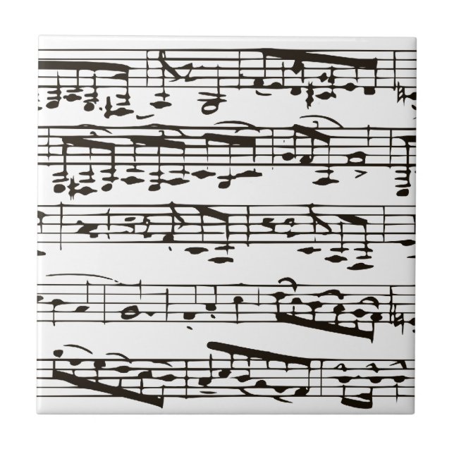 Azulejo De Cerâmica Notas musicais em preto e branco (Frente)