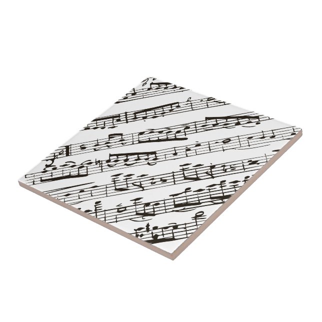 Azulejo De Cerâmica Notas musicais em preto e branco em diagonal (Lateral)