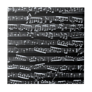Azulejo De Cerâmica Notas preto e branco da música