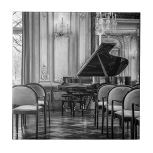 Azulejo De Cerâmica Notas Vazias Foto de Música Preta e Branca
