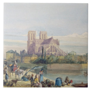 Azulejo De Cerâmica Notre Dame, Paris (w/c no papel)