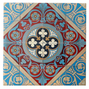Azulejo De Cerâmica Nouveau Jugendstil - Arte Geométrica Alemã - Azul